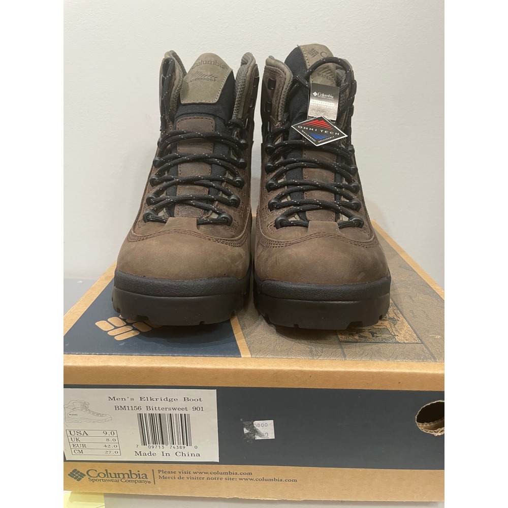 Columbia Elkridge Waterproof Hiking Boots Mens‎ 9 Bittersweet Brown NIB